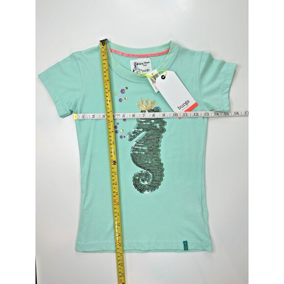 BURGS Snow Sea Girls T-Shirt Sequin Seahorse Beach Made By Mermaids 9-10 yo NEW - Picture 9 of 9